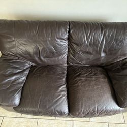 Genuine All Leather Brown Sofa Set