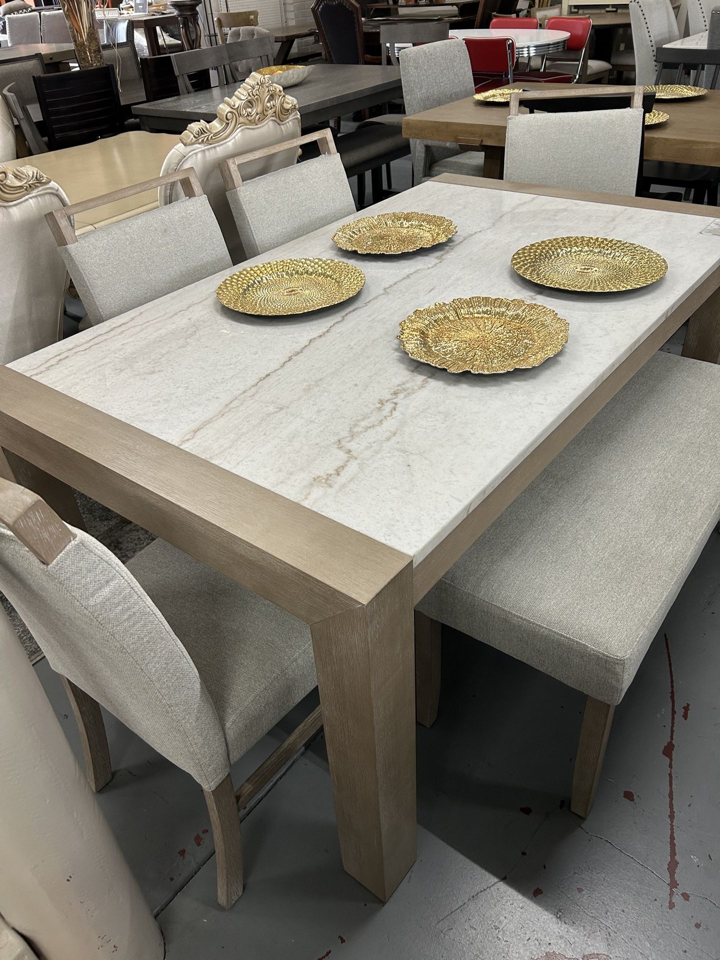 Marble Top Dining Table Set‼️🍩☕️ Same Day Delivery