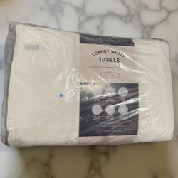 Macouba Bath Towel Set of 6 – White Bath Towels with Gray Trim - 2 Bath, 2 Hand, 2 Face, Gray and White Bath Towels – 100% Cotton, 600 GSM, Soft