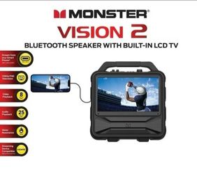 Monster Vision 2 Portable Bluetooth Speaker and Built-In 15.6" LCD TV, 1080p FHD