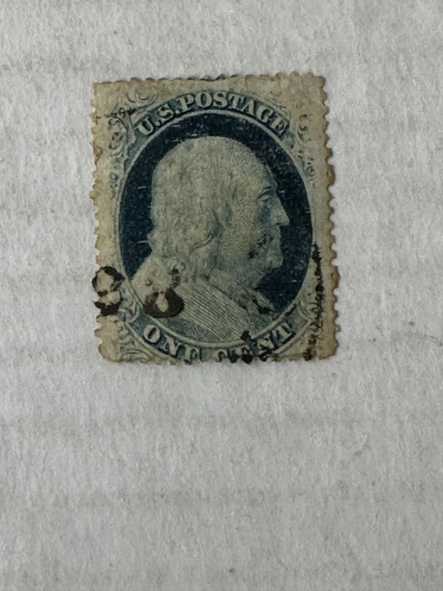United States 24 Ben Franklin 1 Cent Stamp Used