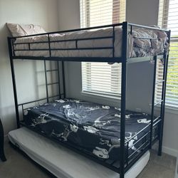 Twin Over Twin Bunk Bed with Trundle No mattress 
