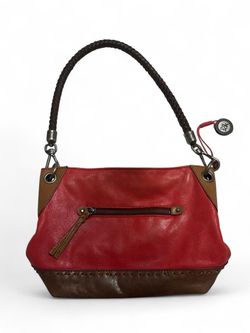 ✨THE SAK RED LEATHER SHOULDER BAG ROPE STRAP BAG CHARM ATTACHED✨ 