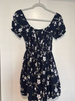 Hollister Navy Floral Puff Sleeve Mini Dress sz XS