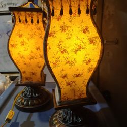  vintage or vintage-style fabric shade table lamps