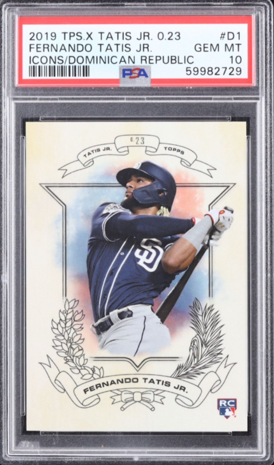 Fernando Tatis Jr. 2019 Topps X Tatis Jr. Icons of the Dominican Republic #D1 RC (PSA 10)