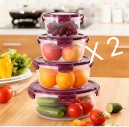 2 Sets//Round Airtight Food Storage Containers