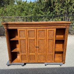 🌴 Tommy Bahama Home by Lexington 2-Piece Entertainment Center – Solid Wood Rattan & Bamboo Cabinet