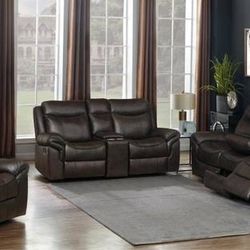 **SALE** Motion Sofa In Beautiful Cocoa Colored Leatherette! 