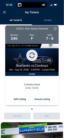 Seahawks Cowboys Section 240 Row F!
