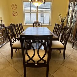 Solid Wood dining table set with Chairs, 8 seats