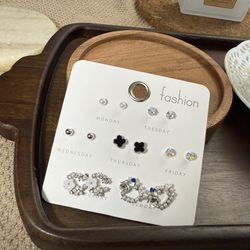 7 Pairs Stud Earrings Set $8/card