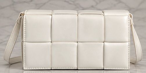 Padded Woven-Style Crossbody Bag