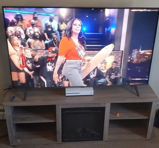 65" Lg Webos, TV Stand With Fire Place