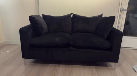 Willa Arlo Black Velvet 58" Loveseat Sofa