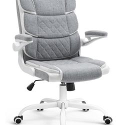 Office Chair Linen Fabric Ergonomic Executive Computer Desk Chairs Small Cute Rolling Task Chairs for Teens&Adults,Gray