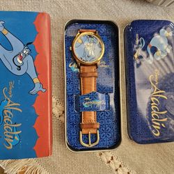 Fossil Disney Alladin Watch With Leather Band!
