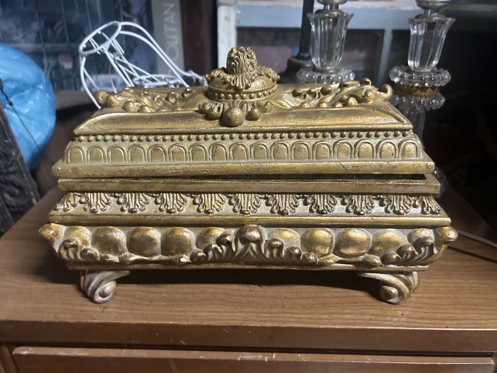 International Silver Company Ornate Box - Gilt over Wood