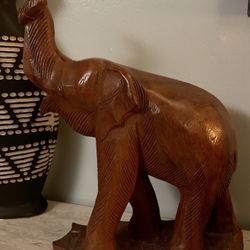 Vintage Teak Wooden Carved Elephant