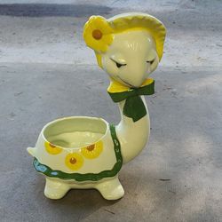 Beautiful Vintage Ceramic Turtle Garden Planter 