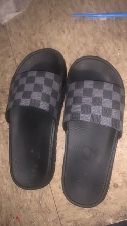 Black Checkered Slide Sandals