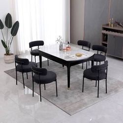4 Boucle Black Dining chairs