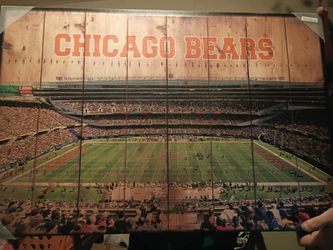 Chicago bears wood vinyl poster