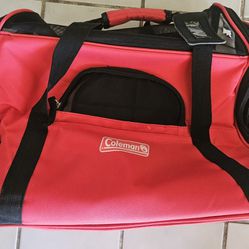 Red Coleman Breathable Dog Carrier Bag with inside pillow liner and straps
