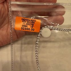 Moissanite Tennis Necklace 925 Sterling Silver 11.00ctw Round 18in