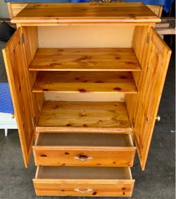 Up North Lake Cabin Solid Knotty Pine Storage Dresser Cabinet