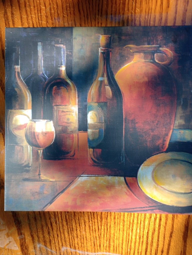 Square Wine Picture, New, Very Nice