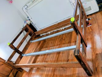 Sturdy Solid Wood separate or Full-over-Twin Bunk Bed — Used, Disassembled (Hardware Included)
