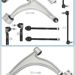 IRONTEK 8pcs Front Lower Control Arm w/Ball Joints Sway Bar End Links Tie Rods Fit for Chevy Malibu 2004-09, for Pontiac G6 2005-10, for Saturn Aura 2