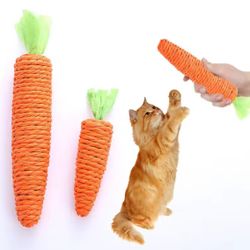 Pet Cat Toy Paper-Rope Knitting Carrot Chew Toys Bell Grinding-Clean Teeth  