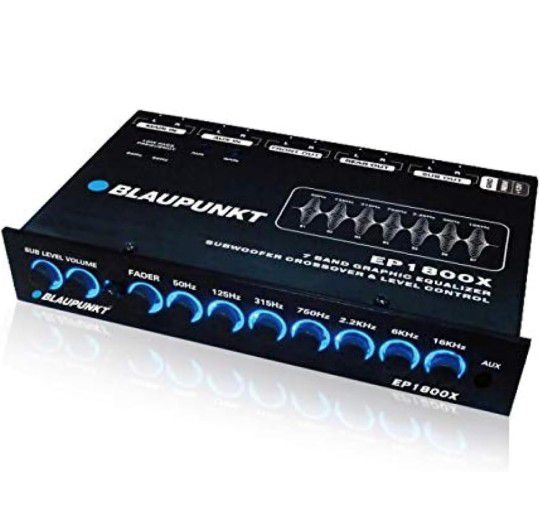 Blaupunkt EP1800X 7-Band Car Audio Graphic Equalizer with Front 3.5mm Auxiliary Input, Rear RCA Auxiliary Input and High Level Speaker Inputs

