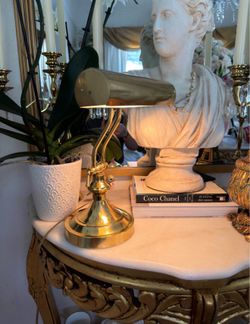 Vintage brass portable bankers piano adjustable desk lamp