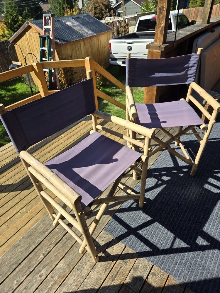 Set Of 2 Folding Bamboo Chairs
