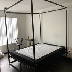 Queen Canopy Bed Frame and Box Spring
