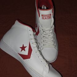 Converse Pro Leather High Top Sneakers White & Red (SIZE 12)