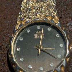 Gold Geneva Watch With Diamonds