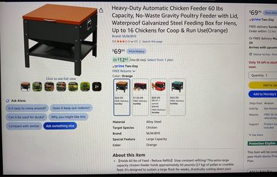 Brand new heavy- duty automatic chicken feeder 60 lbs capacity up to 16 chickens
