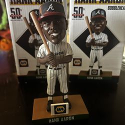 Hank Aaron 50th Anniversary  Braves Bobble heads (2) 
