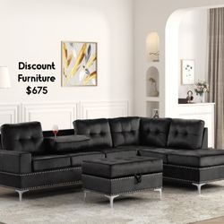 Velvet Sectional With Ottoman 💥