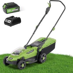 20V Brushless Lawn Mower Cordless,13Inch Electric Lawn Mower with 4.0Ah Battery & Fast Charger, 5 Position Height Adjustment, 8 Gallon Gras