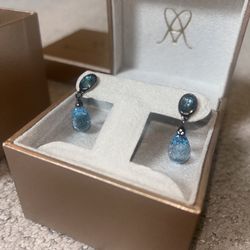 Alberian & Aulde Blue Topaz Earrings Set In Sterling Silver