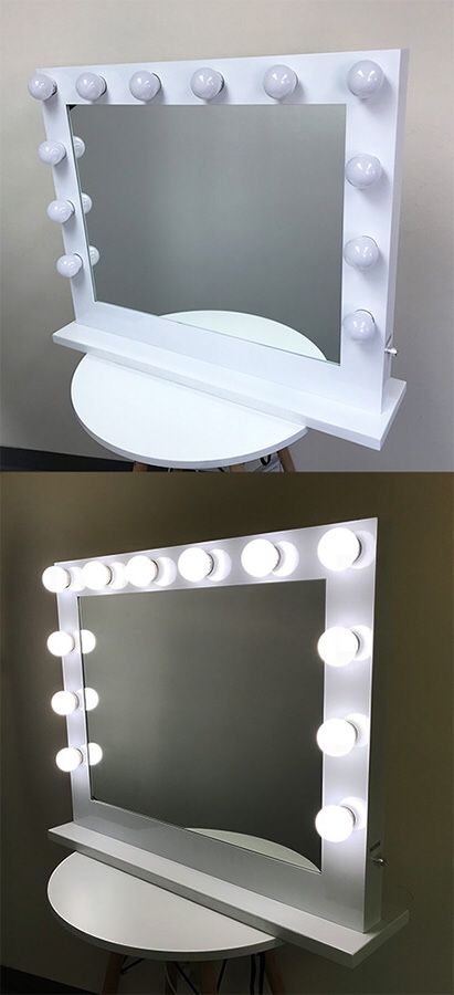 New in box $275 X-Large Vanity Mirror w/ 12 Dimmable LED Light Bulbs, Hollywood Beauty Makeup Power Outlet 32x26”