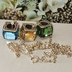 #1718, 925 STERLING SILVER TRIPLE PENDANT 9"IN
