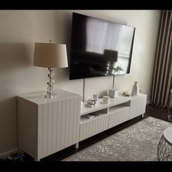 Modern TV Stand / Media Console Table (White/Neutral)