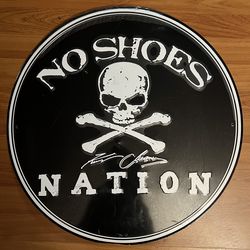 KENNY CHESNEY NO SHOES NATION SKULL & CROSSBONES EMBOSSED METAL SIGN 23.5”