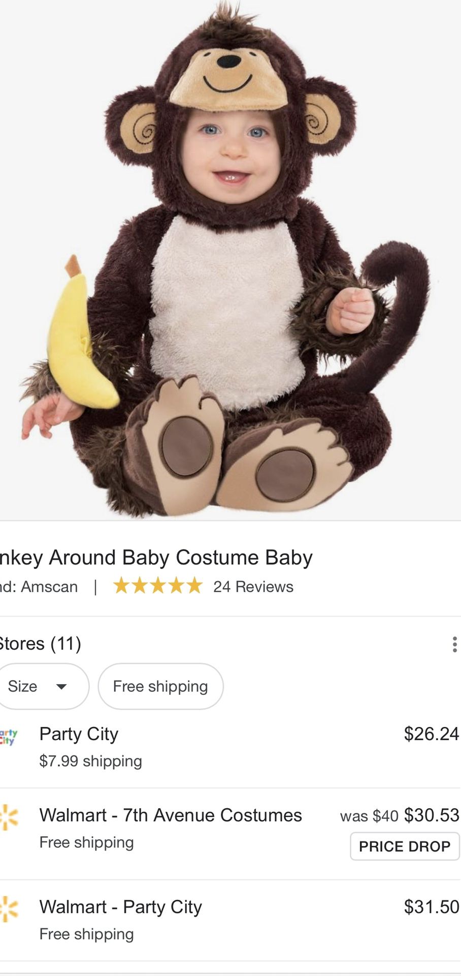 Infant Monkey Costume